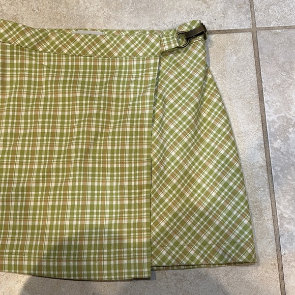 Urban Outfitters Lime Green Plaid Wrap Skirt S Kilt - Picture 4 of 7